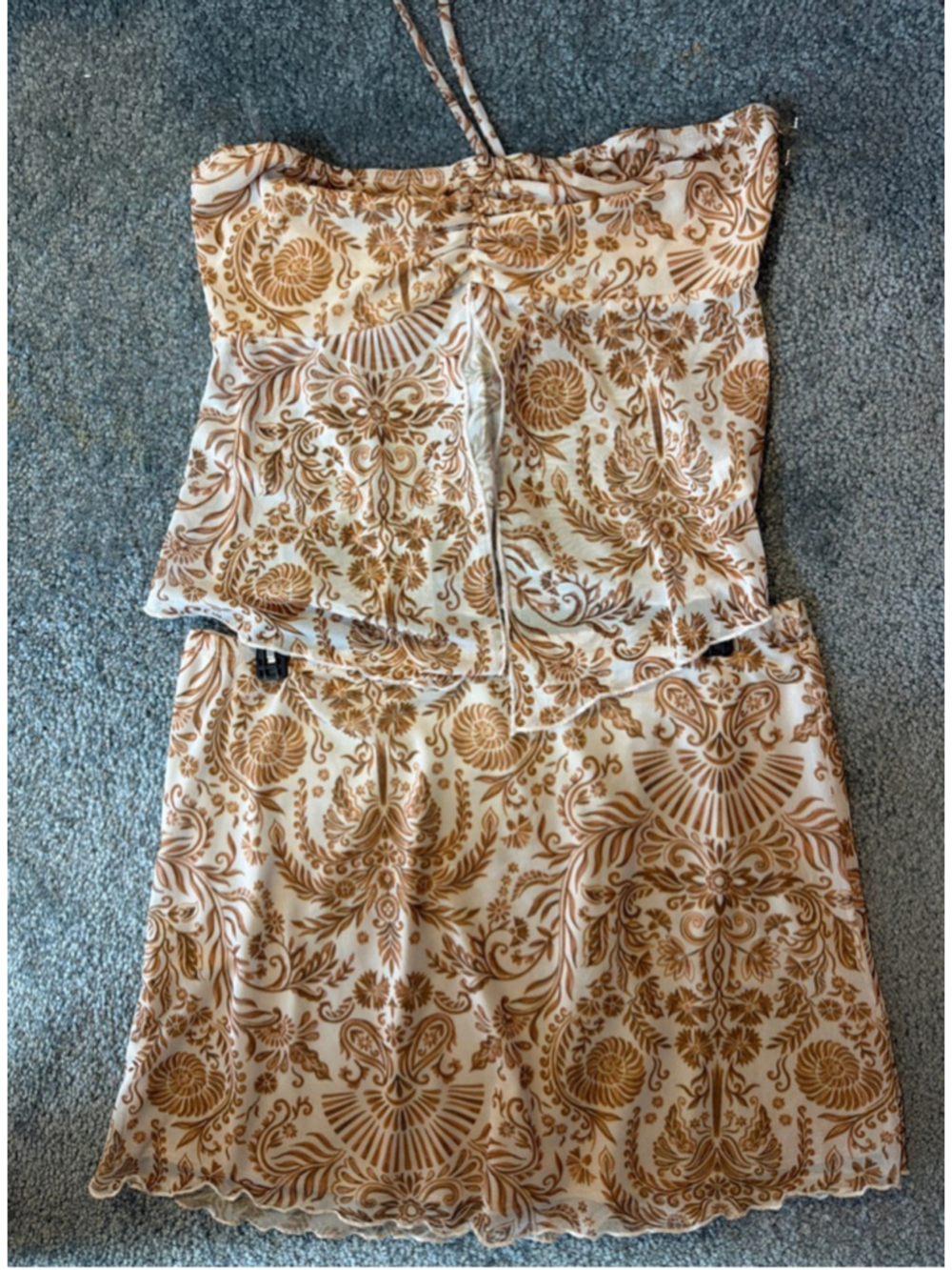 Women’s Bandeau Halter and Mini Skirt Set Tropical Resortcore Beach Vacation XL